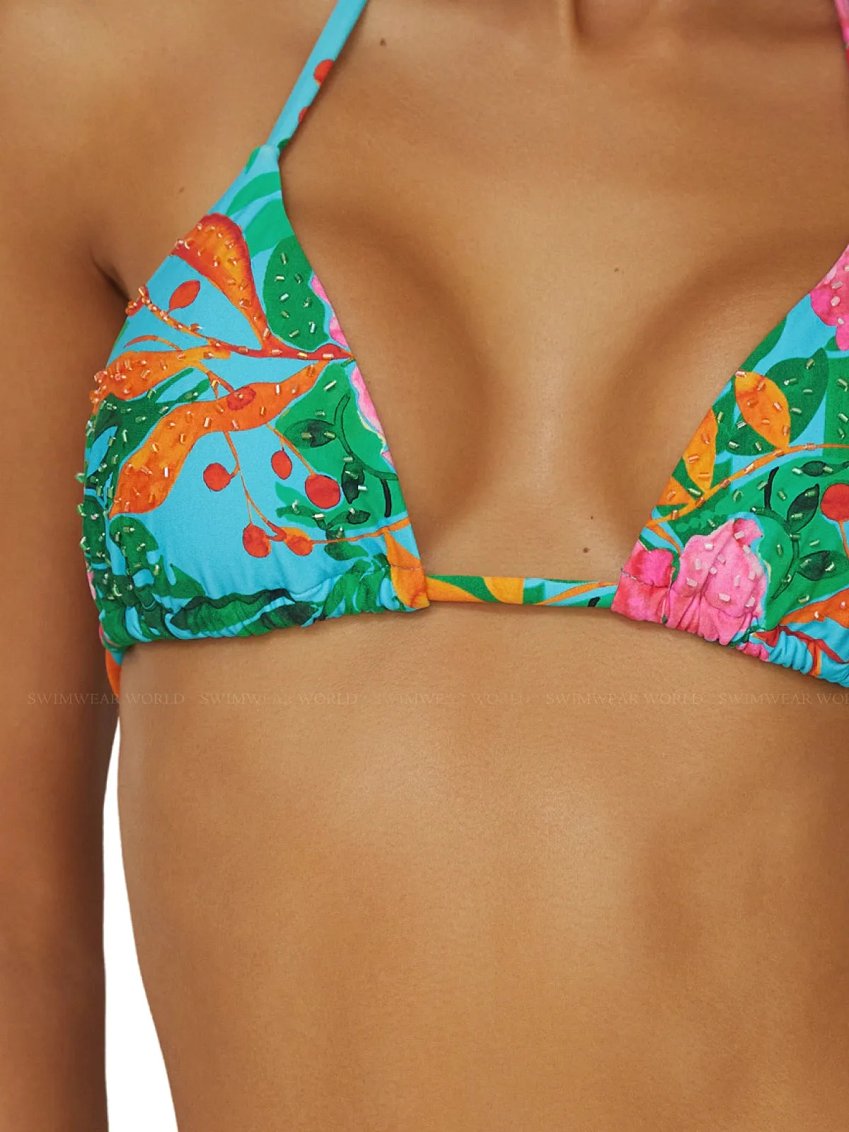 Embroidered Tri-Embroidered Tie Bikini