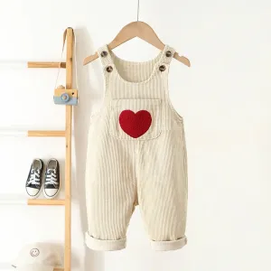 Embroidery Heart Corduroy Dungarees