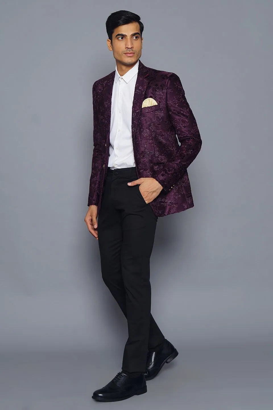 Emroidered Velvet Purple Blazer