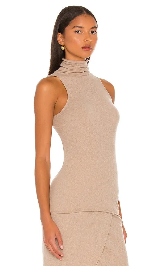 Enza Costa Cashmere Halter Turtleneck in Tan