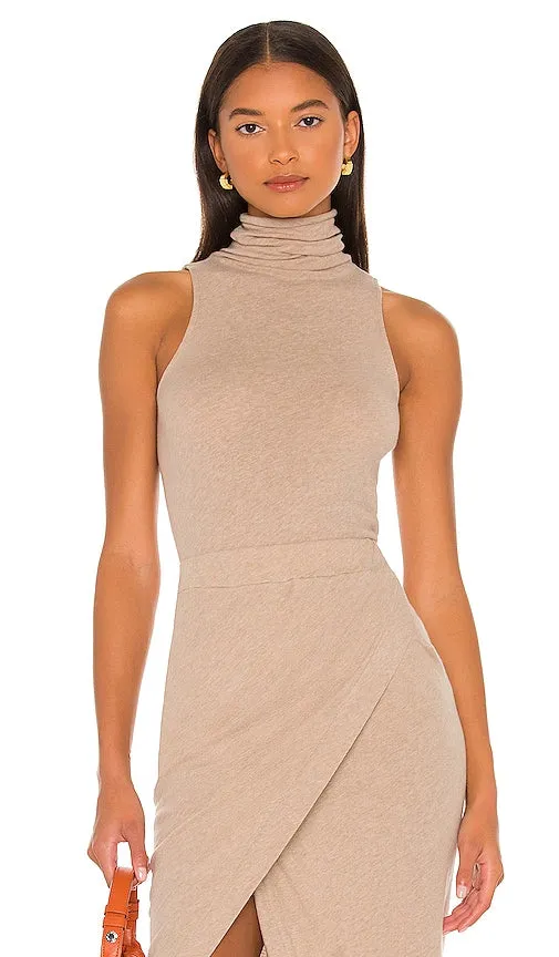 Enza Costa Cashmere Halter Turtleneck in Tan