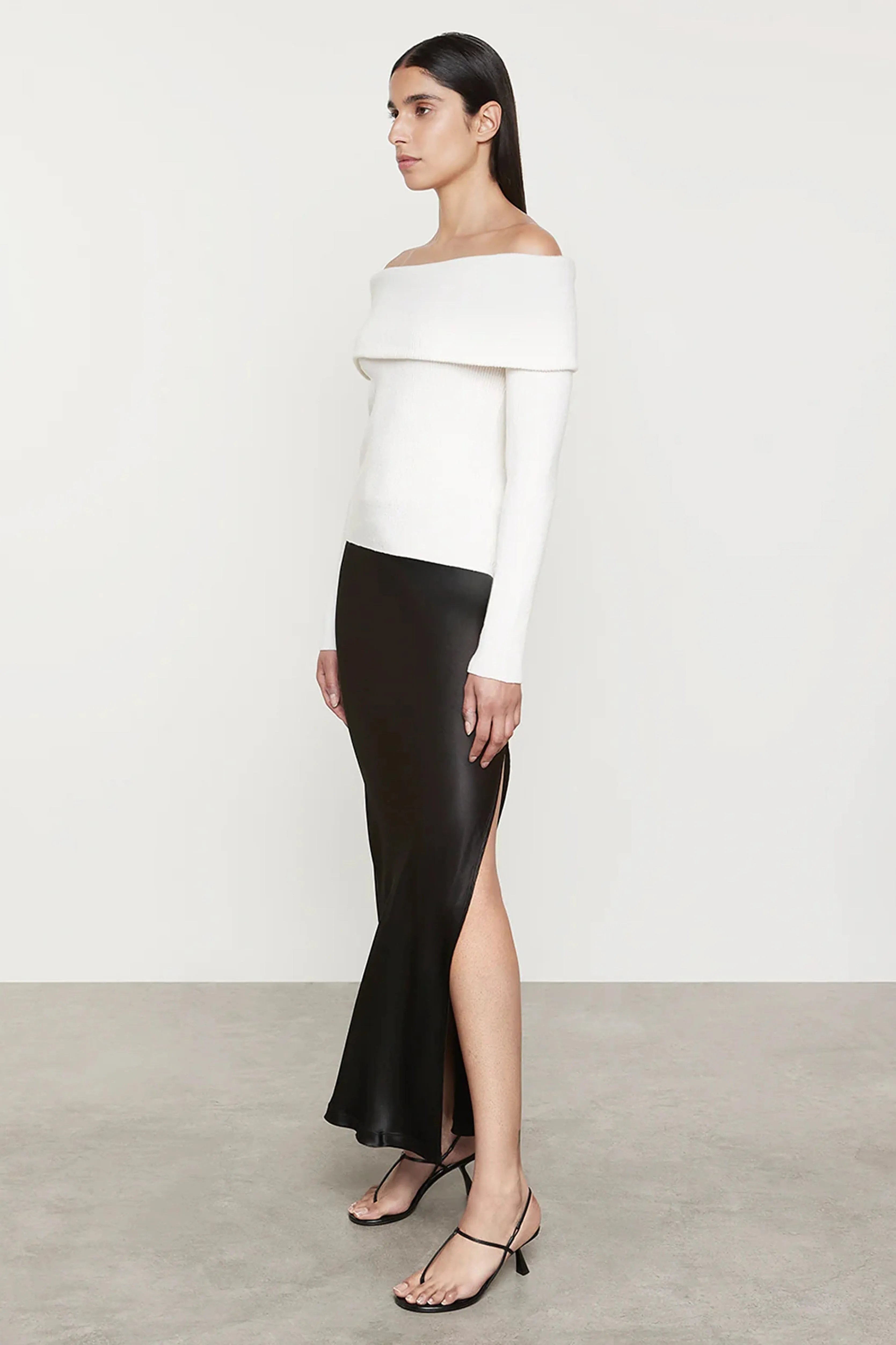 ENZA COSTA | Satin Bias Cut Skirt - Black