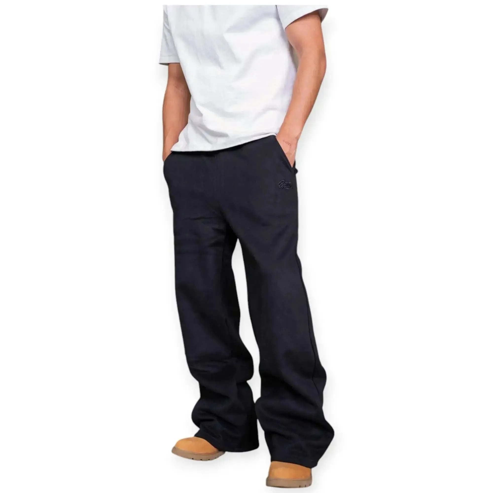 EPTM Men Perfect Baggy Stacked Fleece Pants (Black)