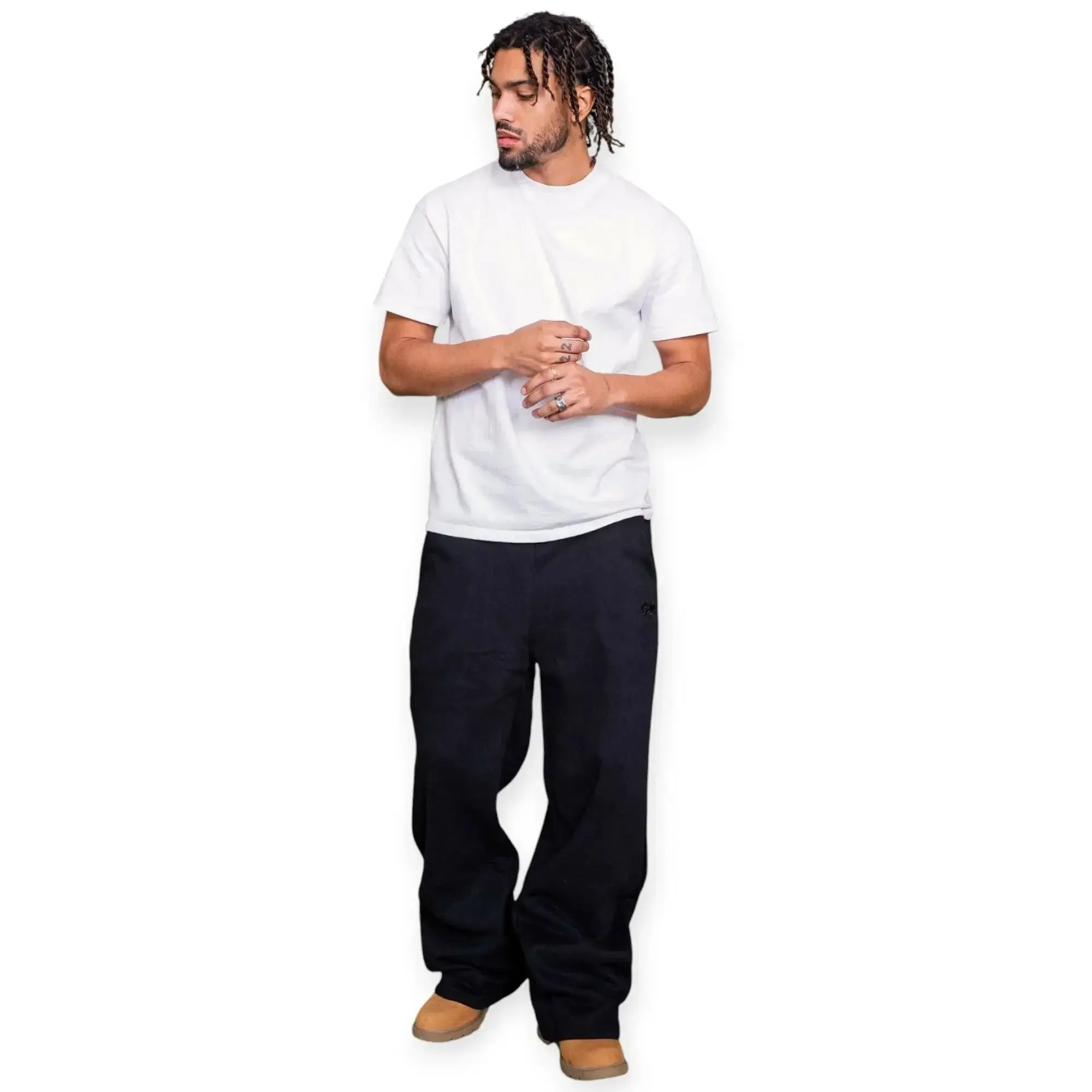 EPTM Men Perfect Baggy Stacked Fleece Pants (Black)