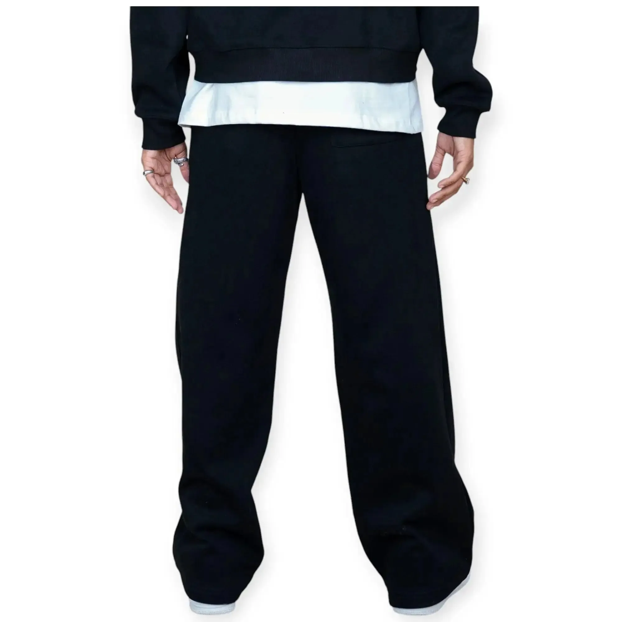 EPTM Men Perfect Baggy Stacked Fleece Pants (Black)