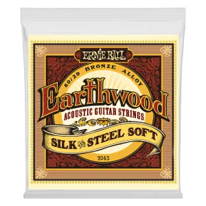 ERNIE BALL 2045 EARTHWOOD SILK & STEEL SOFT 80/20 BRONZE ACOUSTIC GUITAR STRINGS - 11-52 GAUGE
