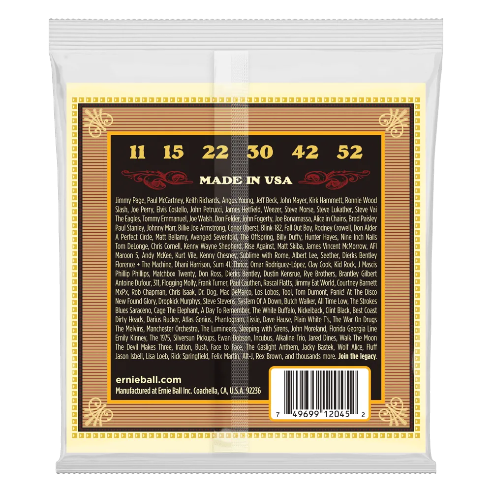 ERNIE BALL 2045 EARTHWOOD SILK & STEEL SOFT 80/20 BRONZE ACOUSTIC GUITAR STRINGS - 11-52 GAUGE