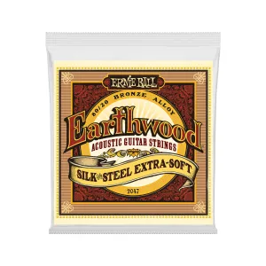 Ernie Ball Earthwood Silk and Steel Extra Soft 80/20 Bronze Acoustic Guitar Strings, 10-50