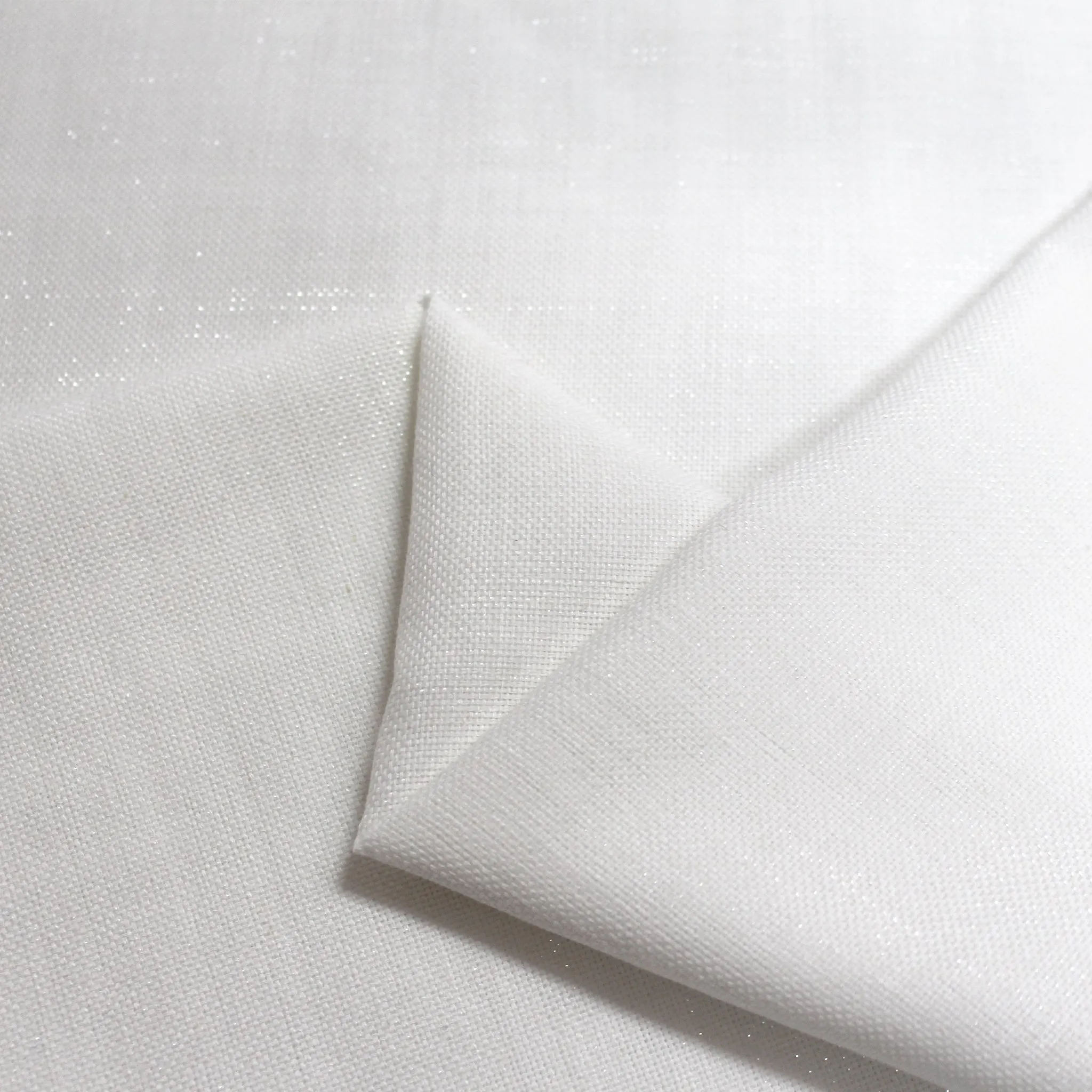 European 'glistening' cotton/viscose/linen blend woven - white