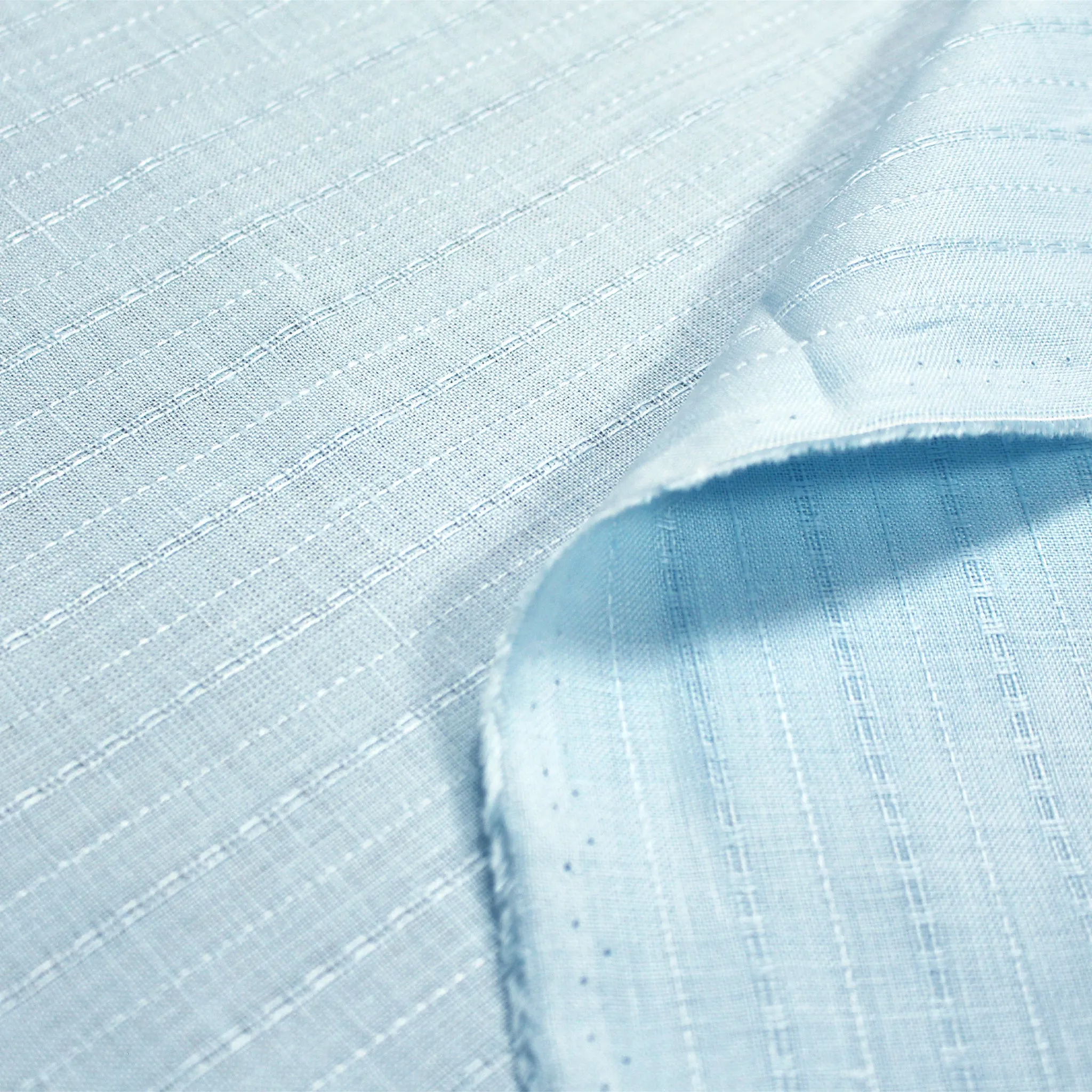European texture stripe linen - baby blue
