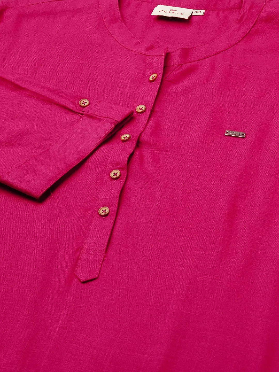 Exclusive Mandarin Collar Rayon Solid Magenta Straight Tunic For Women ZOLA