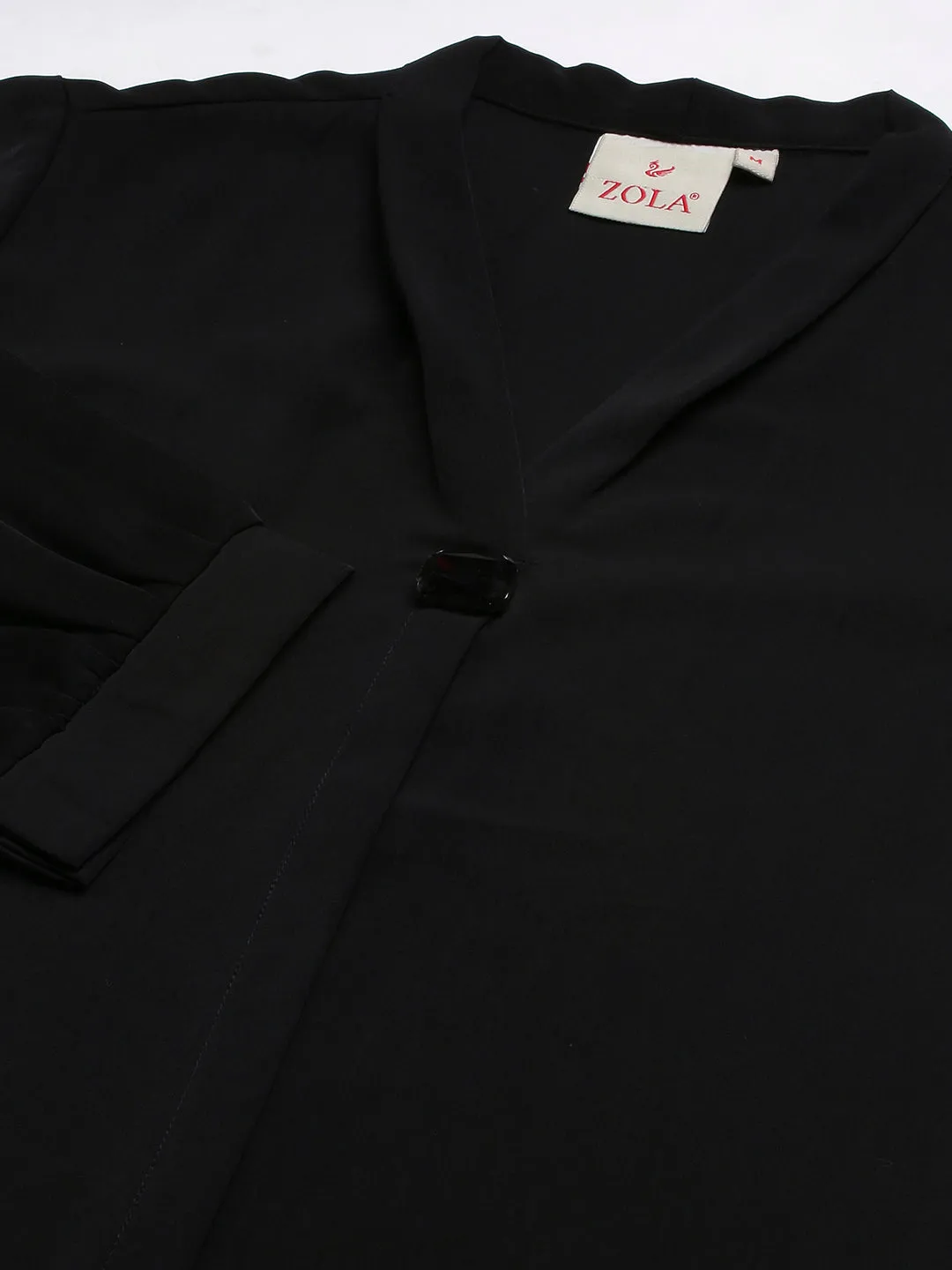 Exclusive V Neckline Rayon Solid Black  Straight Tunic For Women ZOLA