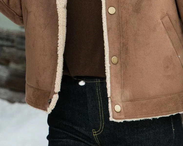 Family Matching Faux Shearling Jackets – Warm Winter Suede Coats