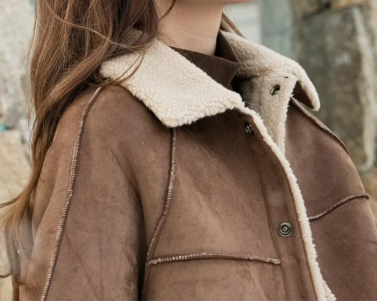 Family Matching Faux Shearling Jackets – Warm Winter Suede Coats