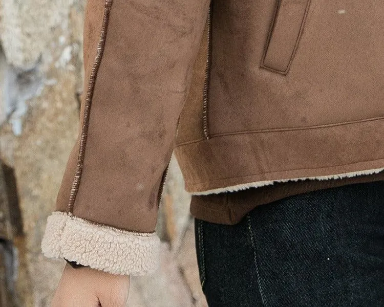 Family Matching Faux Shearling Jackets – Warm Winter Suede Coats