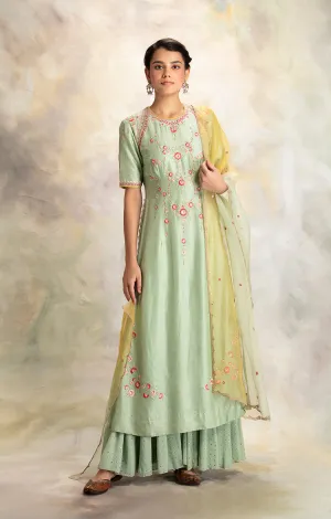 Fascinating Mint Embroidered Kurta Set