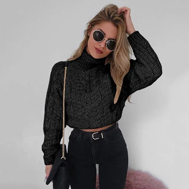 Fashion Twist Female Turtlenecks Women Slim Sturdy Pullover Sweaters Fashion Hot price drop Knitwear Cropped Solid Basic Jumpers Autumn For