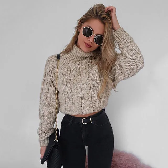 Fashion Twist Female Turtlenecks Women Slim Sturdy Pullover Sweaters Fashion Hot price drop Knitwear Cropped Solid Basic Jumpers Autumn For