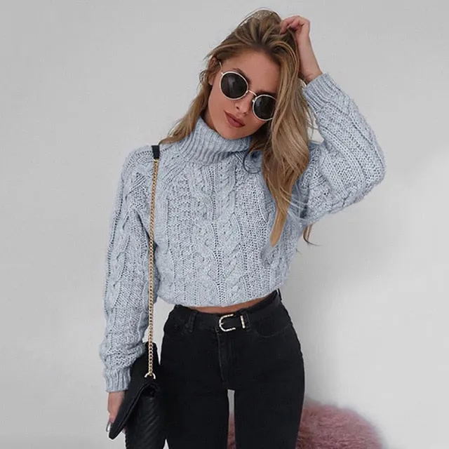 Fashion Twist Female Turtlenecks Women Slim Sturdy Pullover Sweaters Fashion Hot price drop Knitwear Cropped Solid Basic Jumpers Autumn For