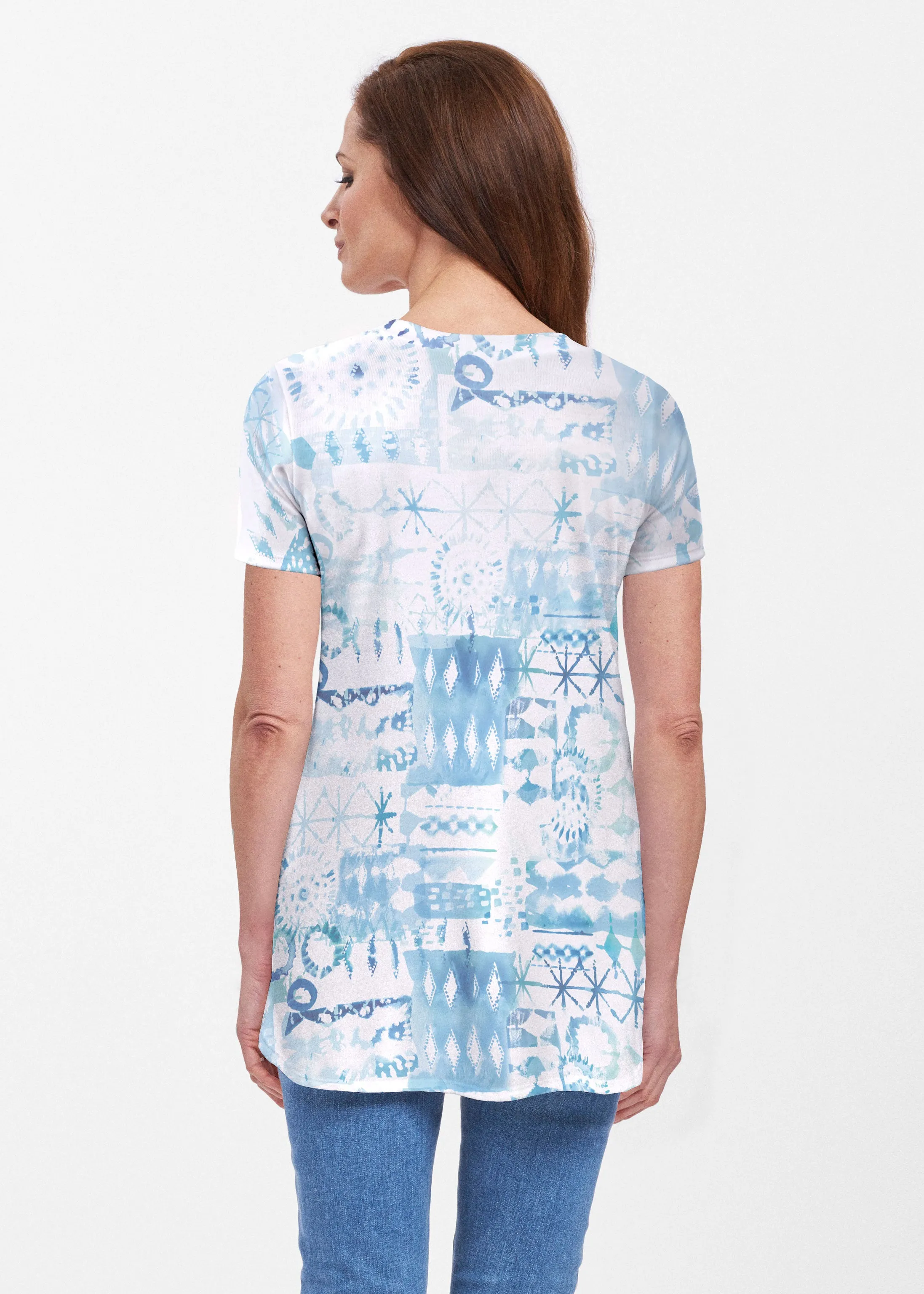 Ferris Wheel Blue (16186) ~ Butterknit Short Sleeve Tunic