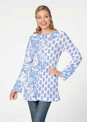 Flora (8041) ~ Banded Boatneck Tunic