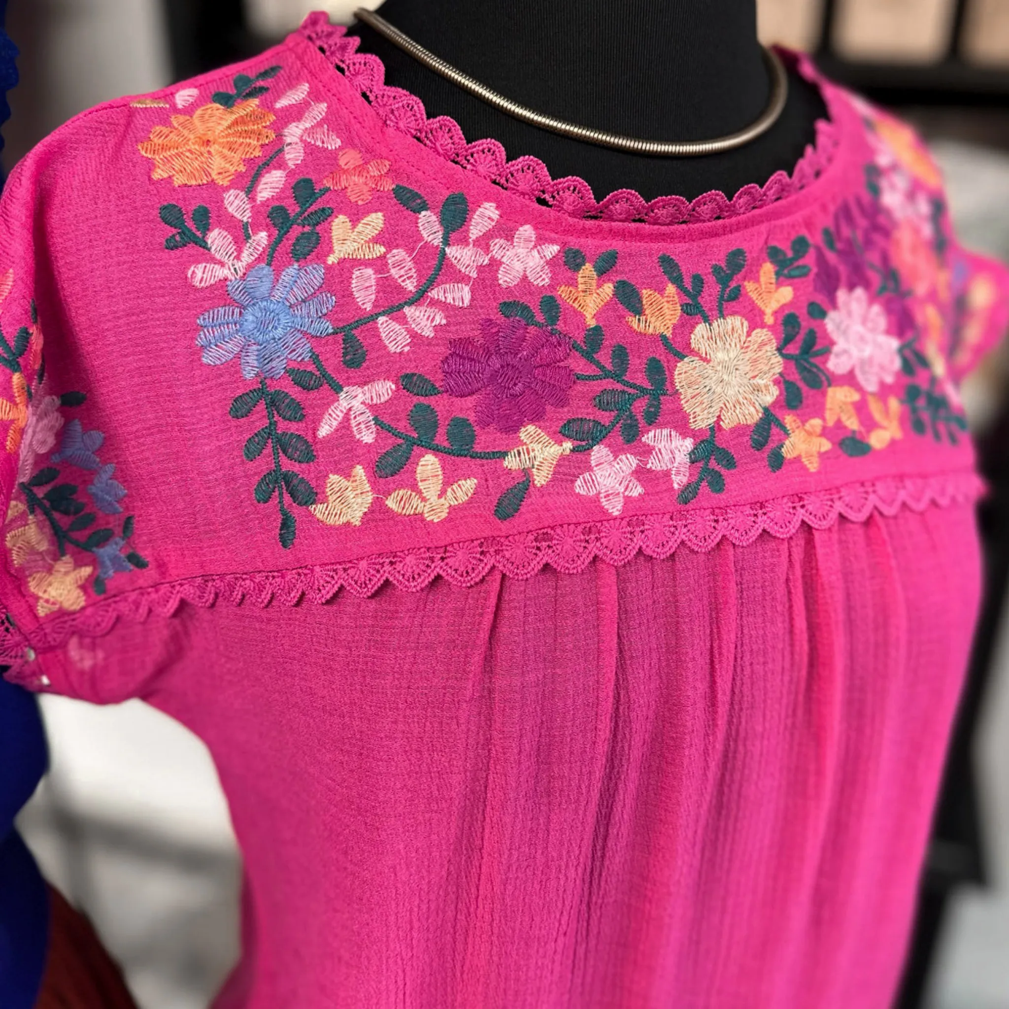Floral Dream Embroidered Pink Top