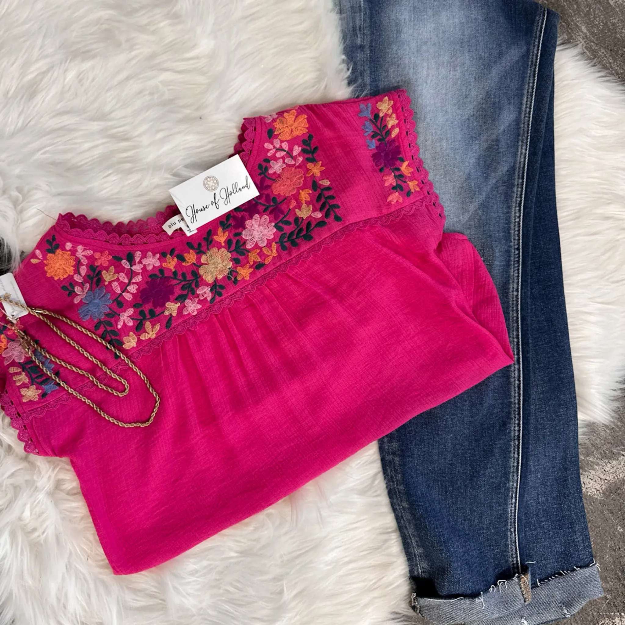 Floral Dream Embroidered Pink Top