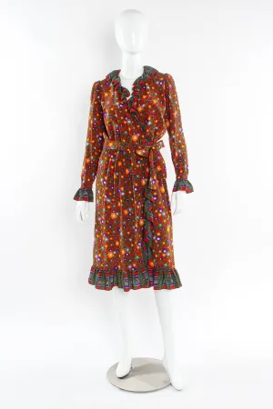 Floral Plaid Silk Wrap Dress