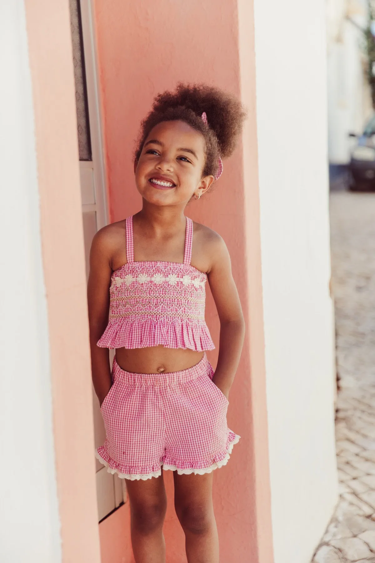 Florentina Pink Vichy Crop Top