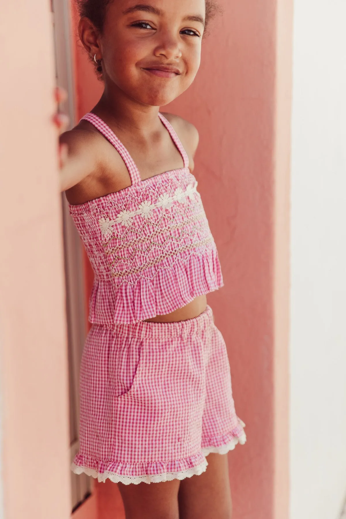 Florentina Pink Vichy Crop Top