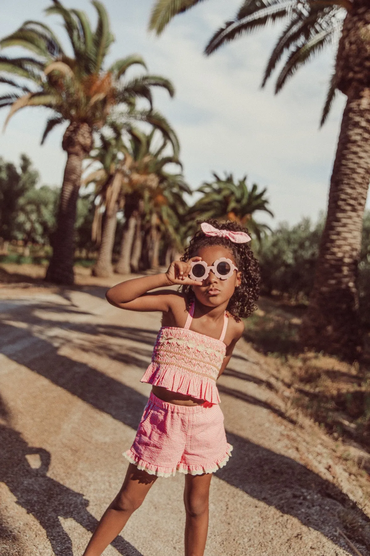 Florentina Pink Vichy Crop Top