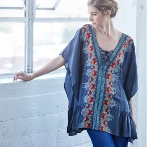 Florid Embroidery Kimono Top