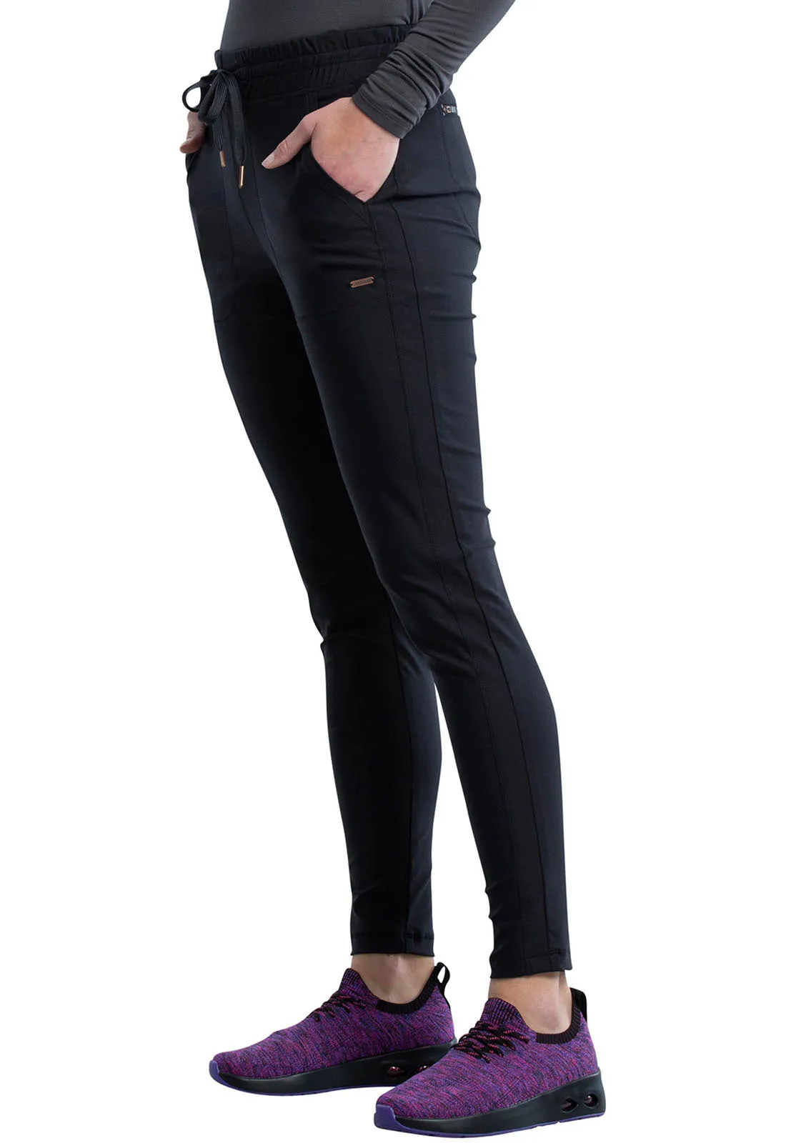 Form CK095 Mid Rise Tapered Leg Drawstring Pants Black