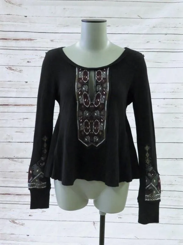Free People Women's Top: Black 100% Cotton Size XS, New
