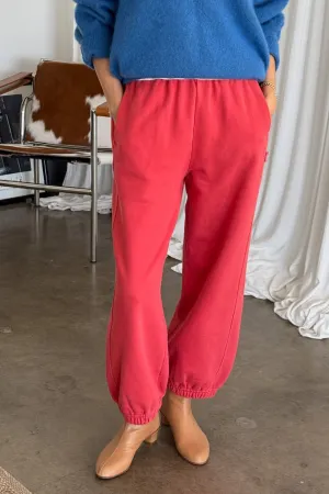 French Terry Balloon Pant in Coral Red | Le Bon Shoppe