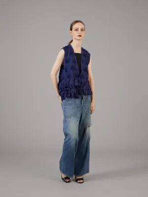 frill rayon shantung vest | NAVY