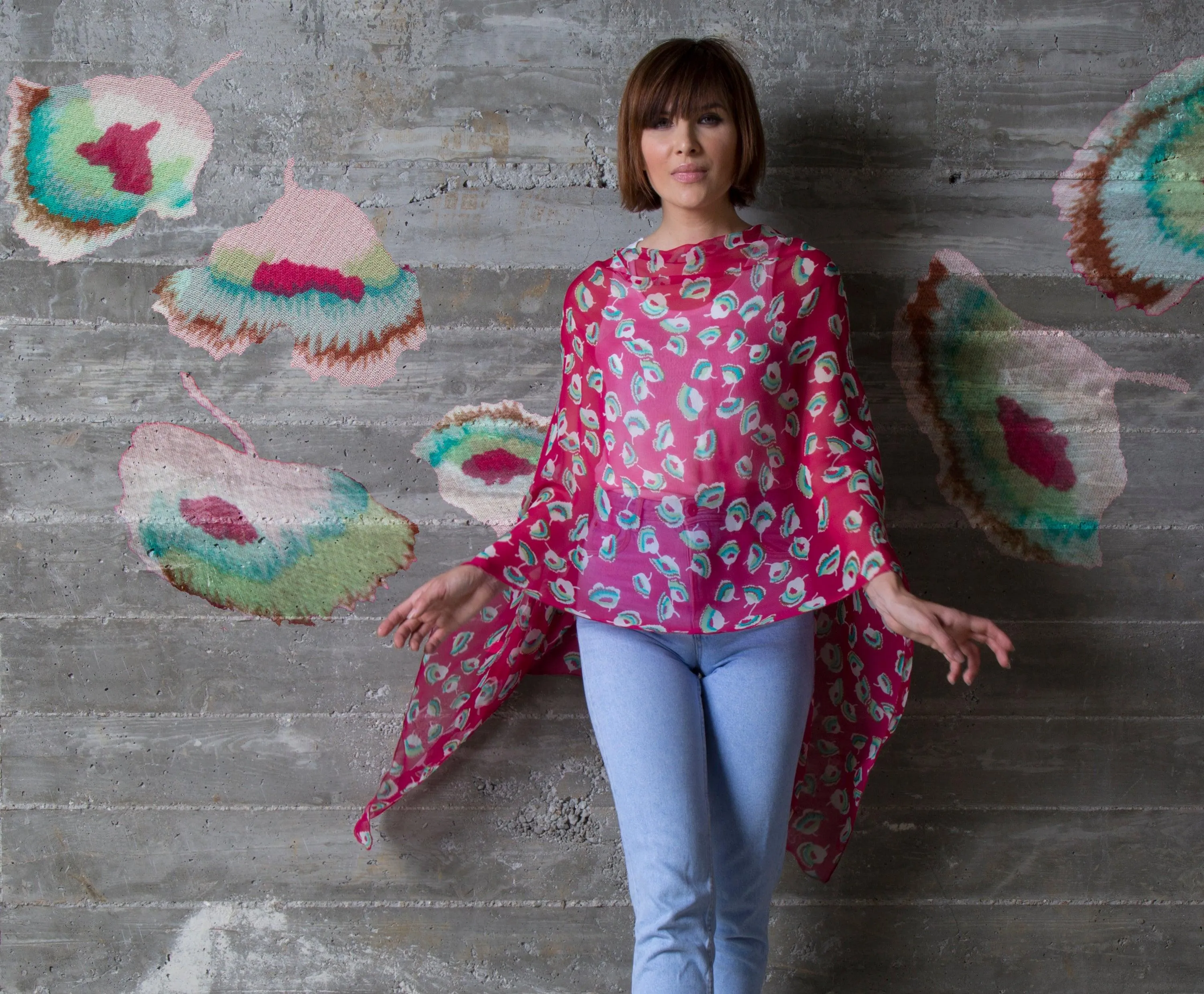 Frolic Silk Chiffon Scarf Wrap