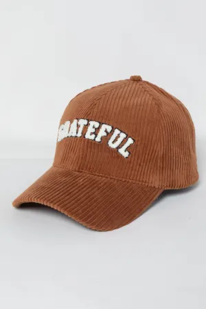 FWCAP2213-Chenille GRATEFULL corduroy baseball CAP