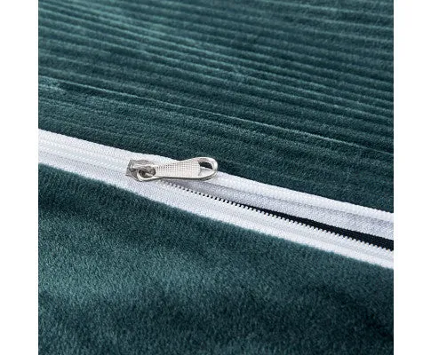 GIOIA CASA Corduroy Velvet Queen Bed Quilt Cover Set - FOREST GREEN