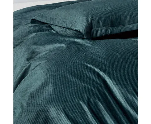 GIOIA CASA Corduroy Velvet Queen Bed Quilt Cover Set - FOREST GREEN