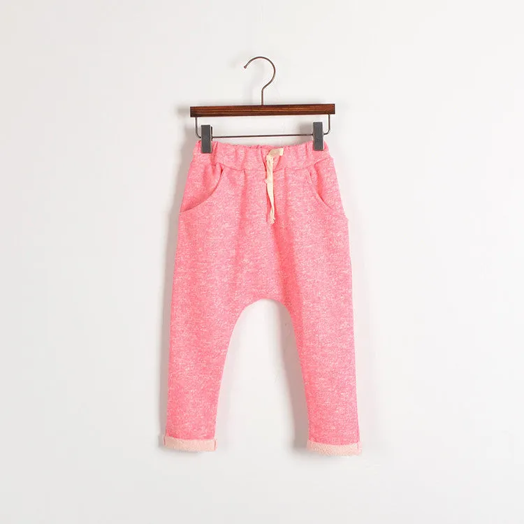 Girls & Boy Harem Capris Pants For Age 2-10 Cute Candy Color Terry Child Clothing Solid Kids Children Long Pants