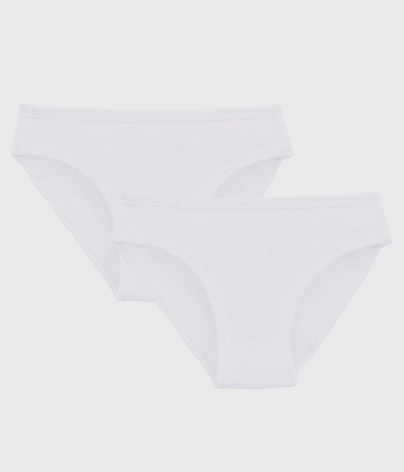GIRLS' OPENWORK ORGANIC COTTON BRIEFS - 2 PACKS