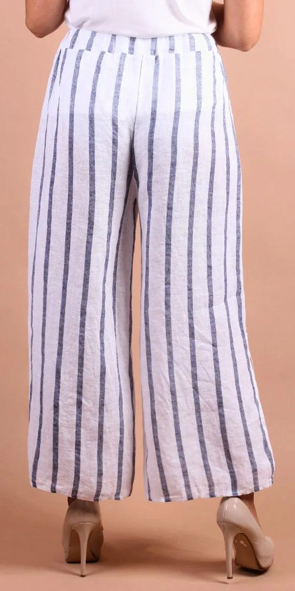 Giulana Wide Striped Capri Pants 18371SS-WT
