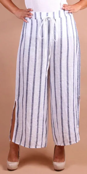 Giulana Wide Striped Capri Pants 18371SS-WT