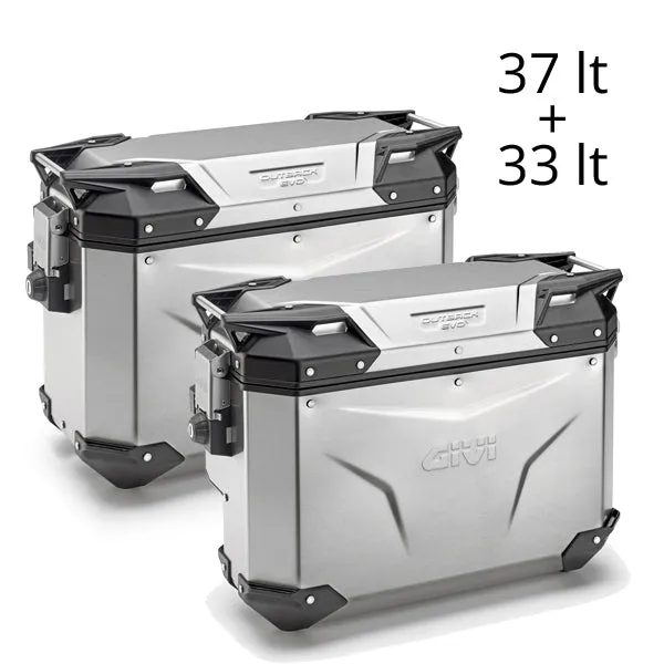 Givi Trekker Outback EVO 37 & 33 lt Cam-Side Cases Silver (pair)