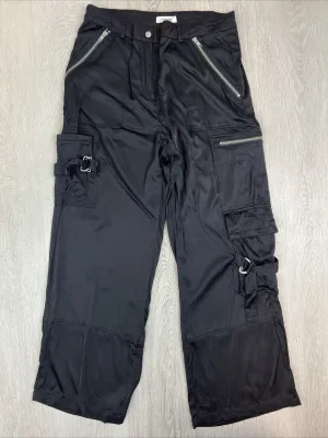 Glassons Womens Black Wide Leg Viscose Cargo Pants Size 14