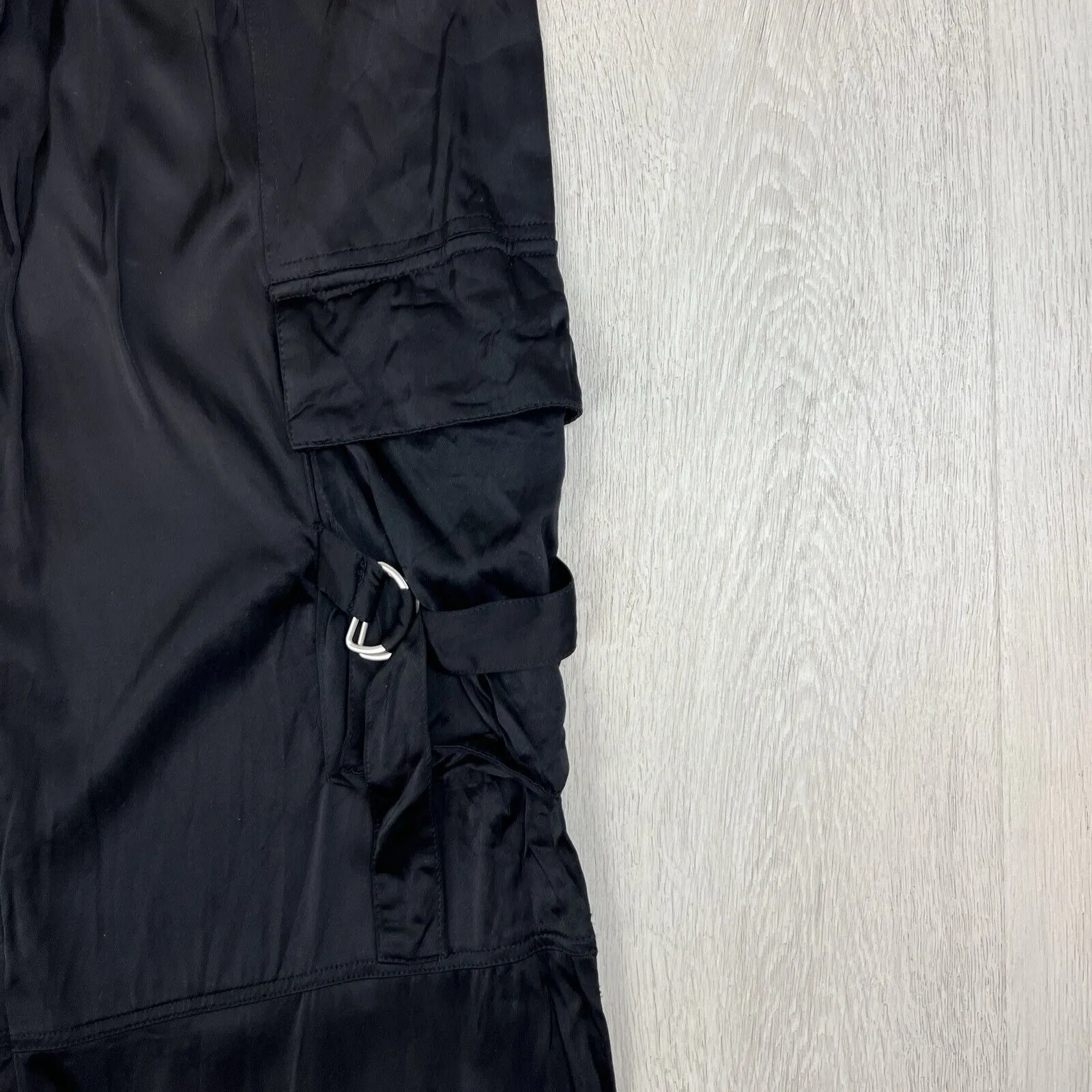 Glassons Womens Black Wide Leg Viscose Cargo Pants Size 14
