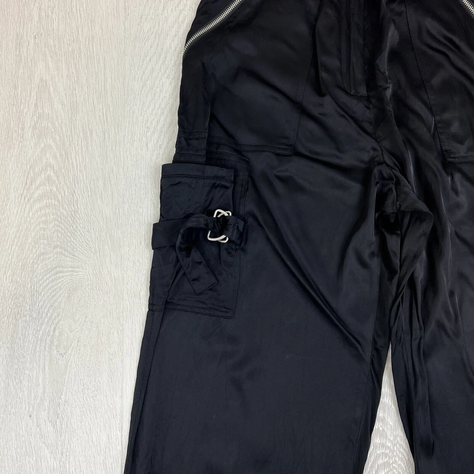 Glassons Womens Black Wide Leg Viscose Cargo Pants Size 14