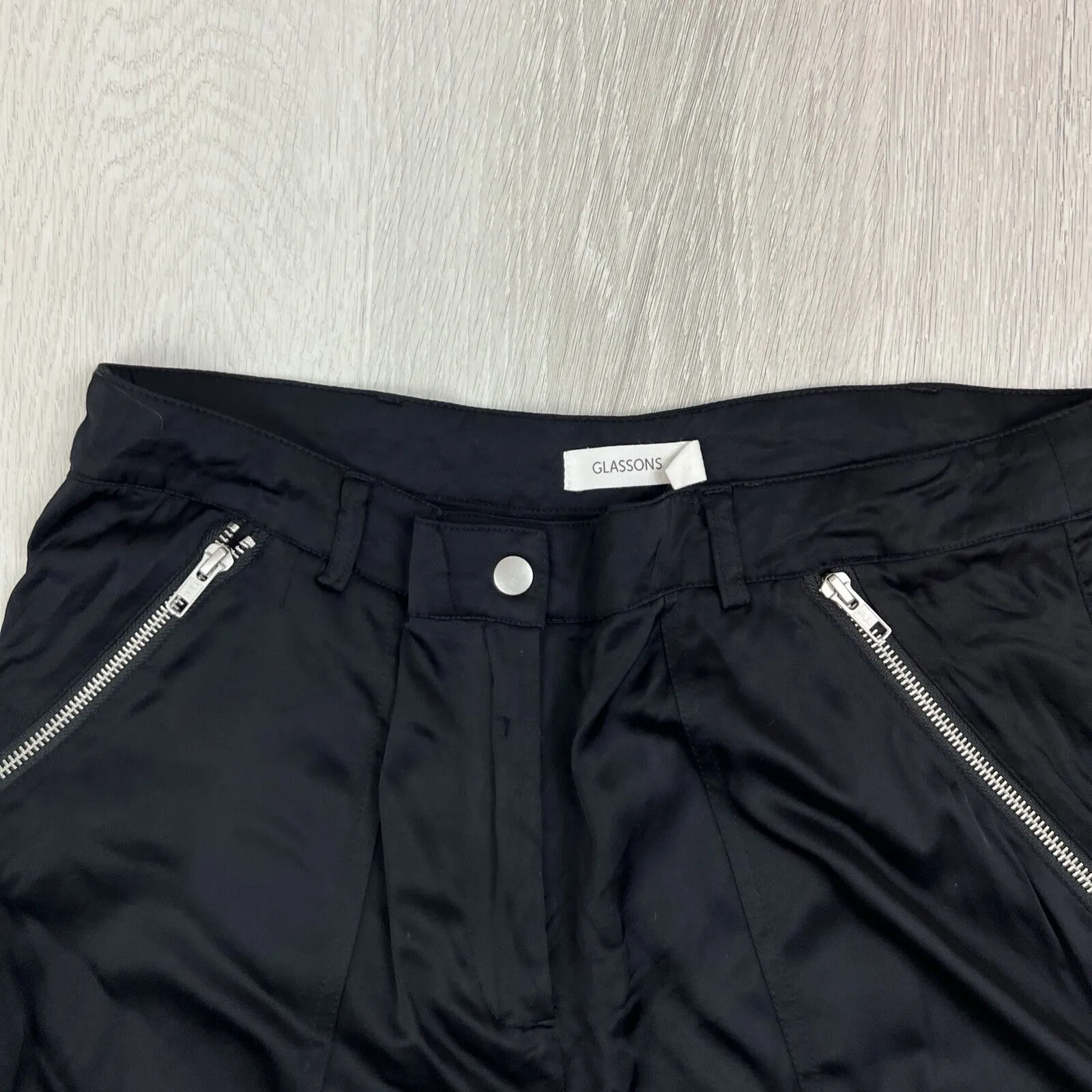 Glassons Womens Black Wide Leg Viscose Cargo Pants Size 14