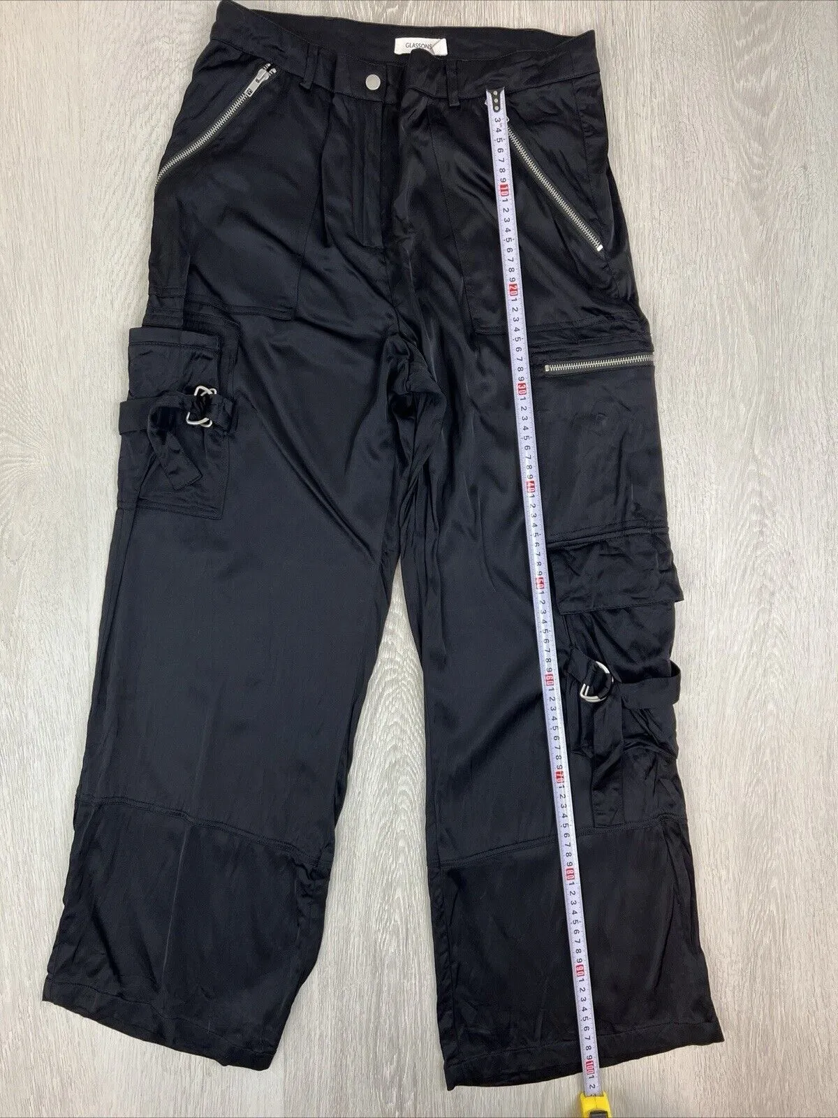 Glassons Womens Black Wide Leg Viscose Cargo Pants Size 14